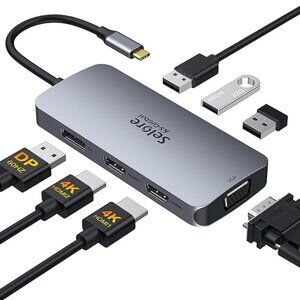 Selore & Global USB C Hub to Displayport 7 in 1 Laptop Docking Station
